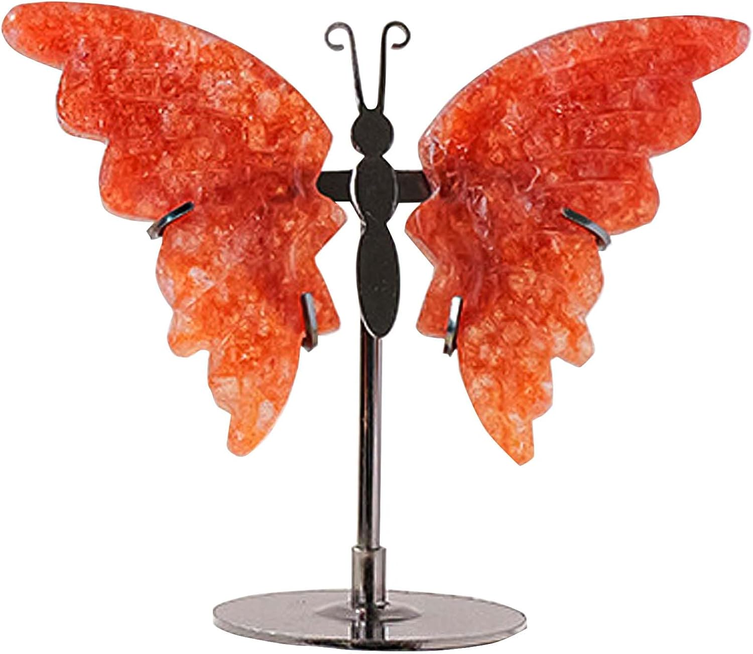 Apengshi Crystal Butterfly Ornament, Amethyst Agate Wings, Home Office Tabletop Decor (Strawberry)