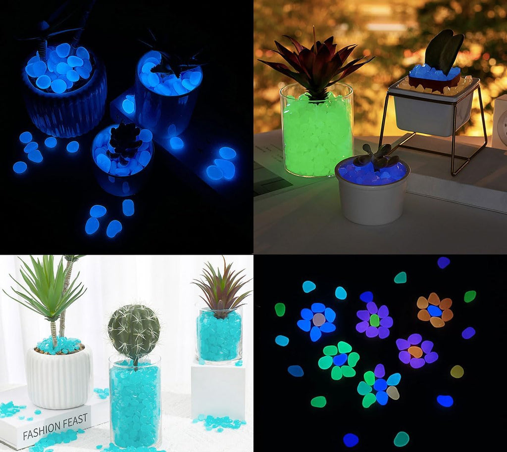 Glow in The Dark Stones 1000 Pcs Glow Pebbles Aquarium Rocks for Fish Tank Lawn Yard Garden Walkway Plant Pots