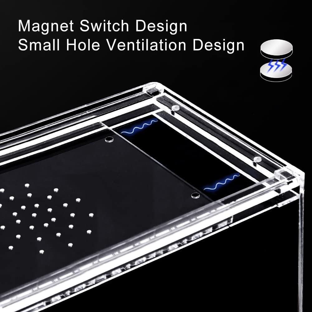 NANEEZOO Magnetic Acrylic Reptile Terrarium Enclosure, 8" x 4" x 4" Reptile Insect Breeding Box for Small Reptiles, Invertebrates, Mantis, Spider, Cricket, Tarantula