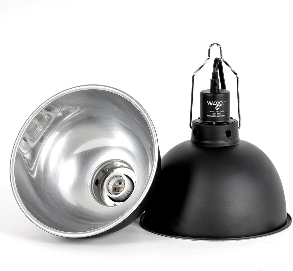 Reptile Light Fixture 2 Pack, 8.5 in Deep Dome Reptile Heat Lamp Fixture, Optical Reflection Terrarium Light Fixture for Reptile UVB UVA Heat Basking Bulbs, Separate Switch & Hook