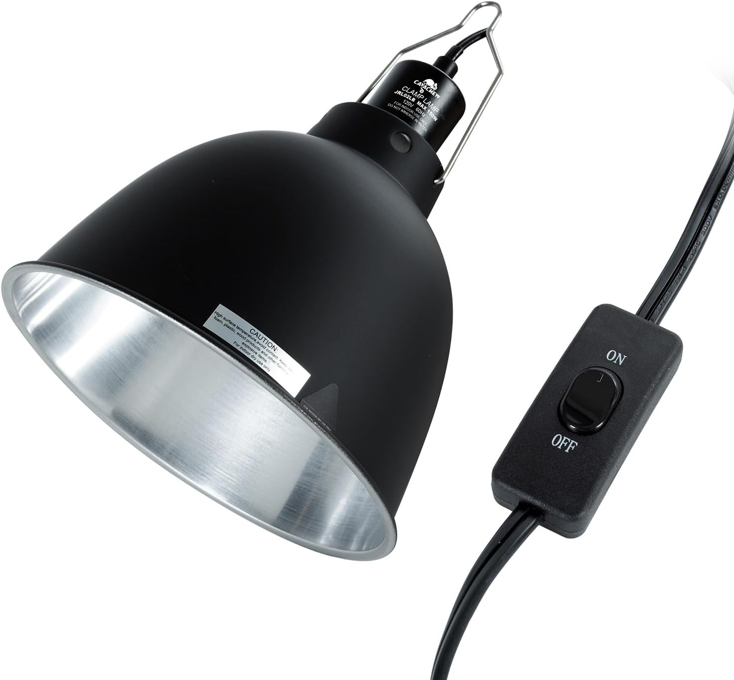 Reptile Light Fixture, 8.1in Deep Dome Reptile Heat Lamp Fixture with Switch, Terrarium UVB Basking Light Fixture for Bearded Dragon Snake Chameleon Lizard, Suitable for E26 Bulbs Up to 150W