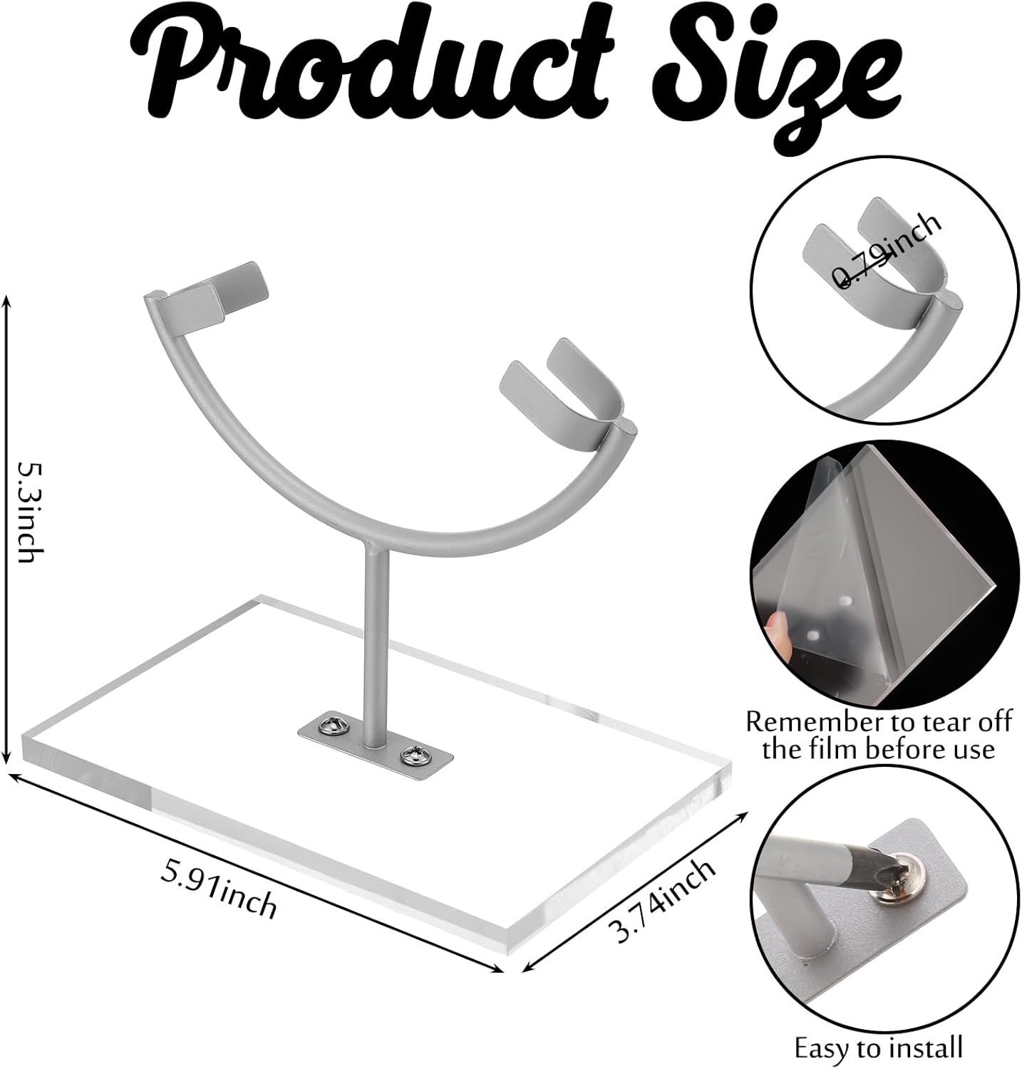 Marsui 2 Pcs Metal Rock Display Stand Crystal Holders One Arm Two Prong Display Easel Holder for Slab Slice Fossil Flat Minerals and Crystals (5.91 x 3.74 x 5.31 Inches,Silver)