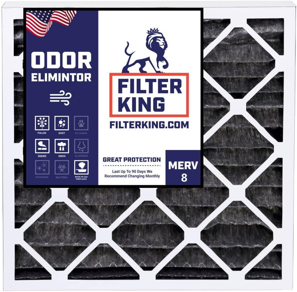 Filter King 20x40x1 Air Filter | 4-PACK | Carbon MERV 8 HVAC Pleated A/C Furnace Filters | MADE IN USA | Actual Size: 19.5 x 39.5 x .75"