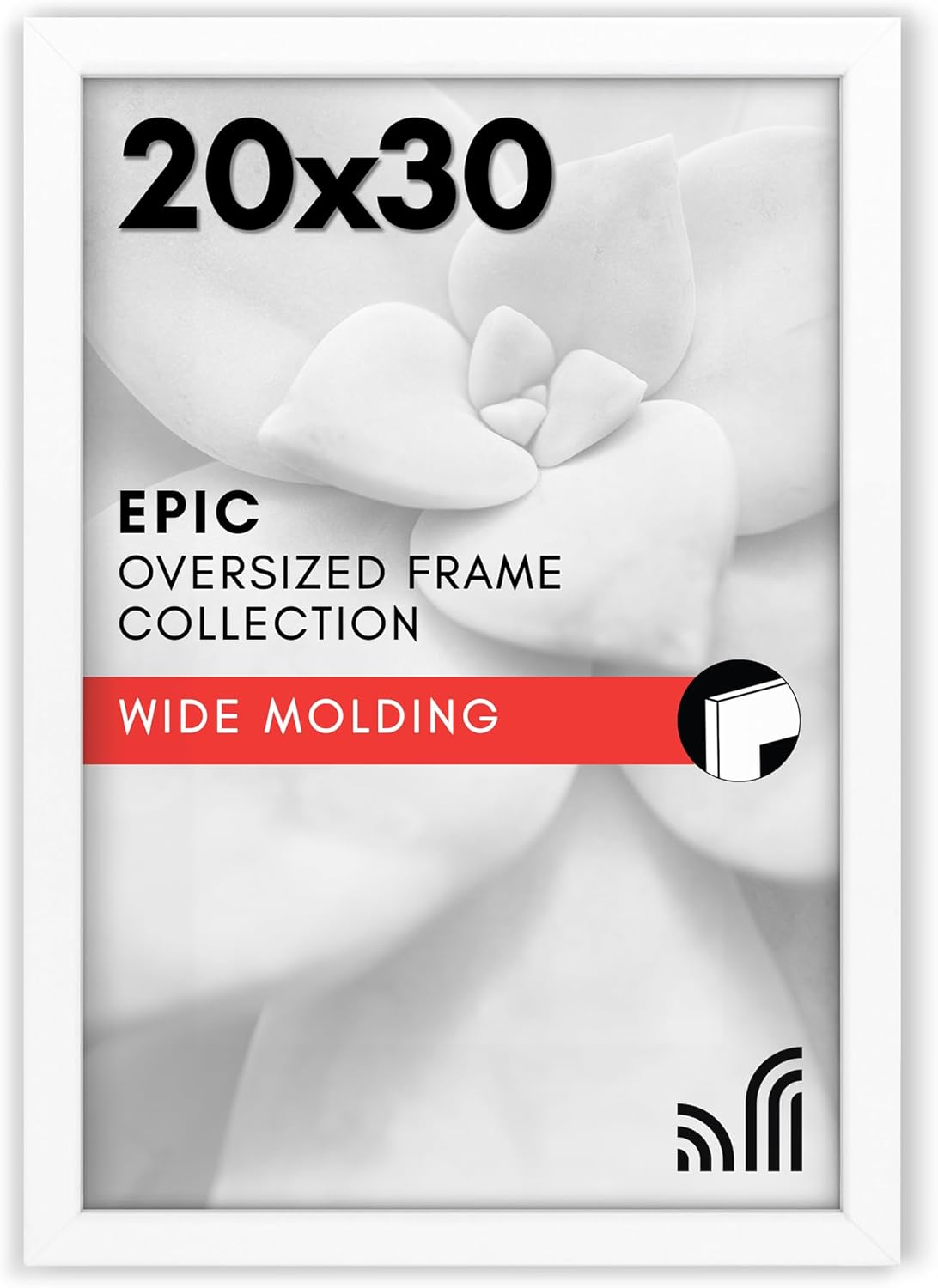 Americanflat 20x30 Poster Frame with Polished Plexiglass - White Picture Frame - Wide Photo Frames Made of Engineered Wood for Vertical or Horizontal Wall Display - Epic Collection - White