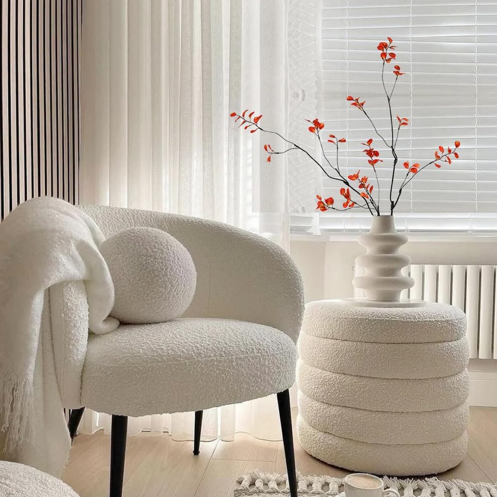 Artificial Plants Faux Greenery Eucalyptus Stems,Faux Branches for Vase Filler,Artificial Ficus Twig Branches Stems for Shop Garden Office Home Décor (6, Stem01-Red)