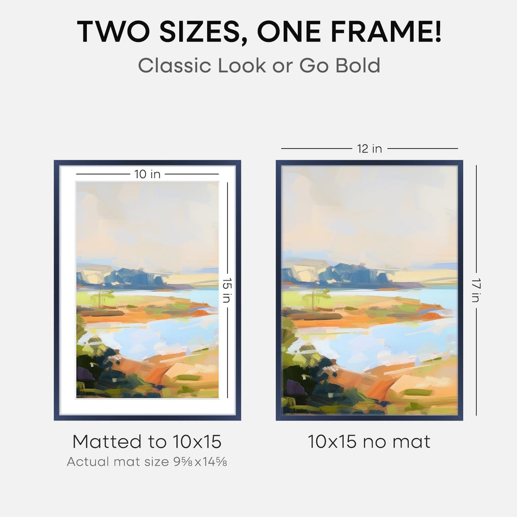 Homeforia 12x17 Picture Frame Navy Blue, High End Metal 12x17 Poster Frames with Mat 10x15 Photo, 12 x 17 Navy Blue Frame Matted to 10 by 15 Print, 17x12 Thin Frame, Tempered Glass, Wall Kit, Set of 1