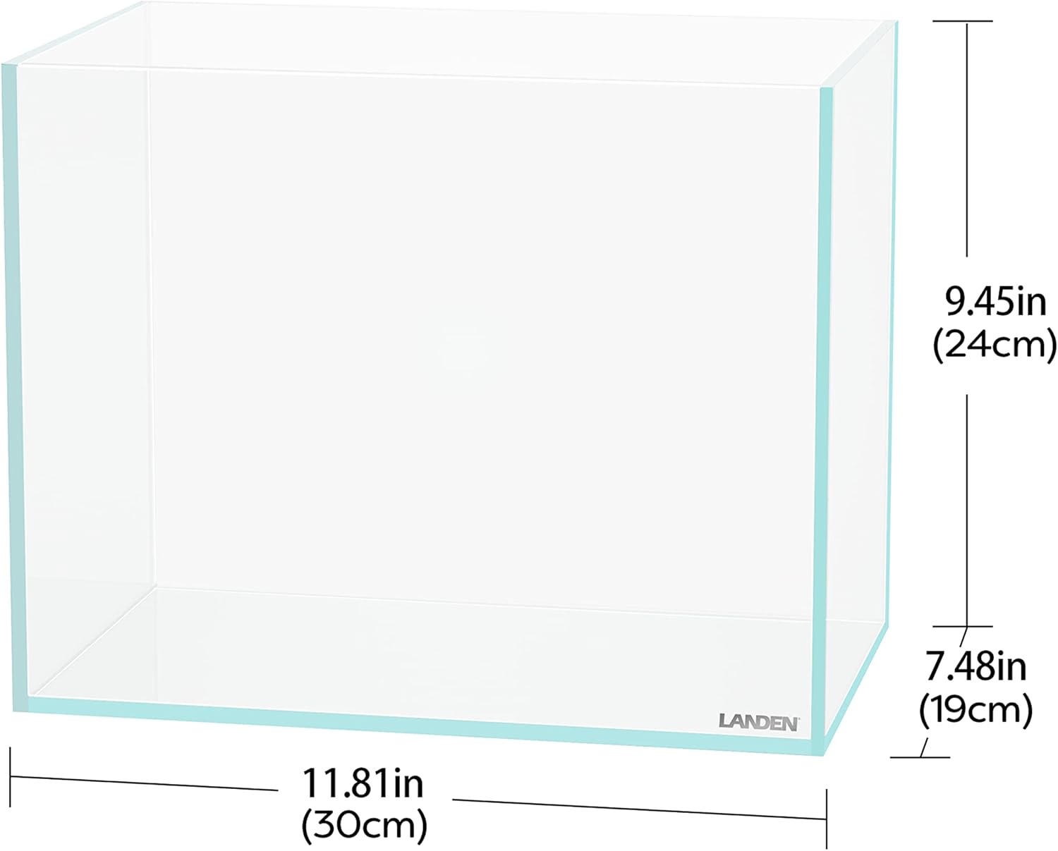 LANDEN 30N 3.2 Gallon Nano Rimless Low Iron Aquarium Tank, W11.8×D7.5×H9.4 in(30x19x24cm) 5mm Thickness with Nano Foam Leveling Mat Included
