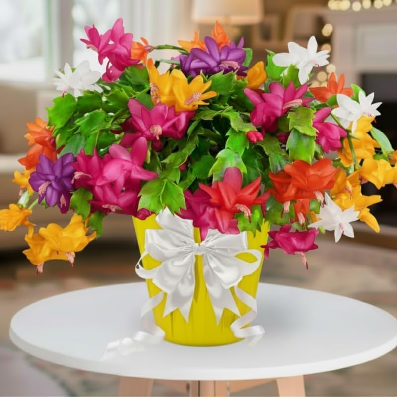 2 Random Christmas Cactus Plants Live, True Thanksgiving Cactus Live Size 6-9" Inches Tall, Ready to Blooms, Holiday Houseplant, Cold Hardy, Bloom in Winter