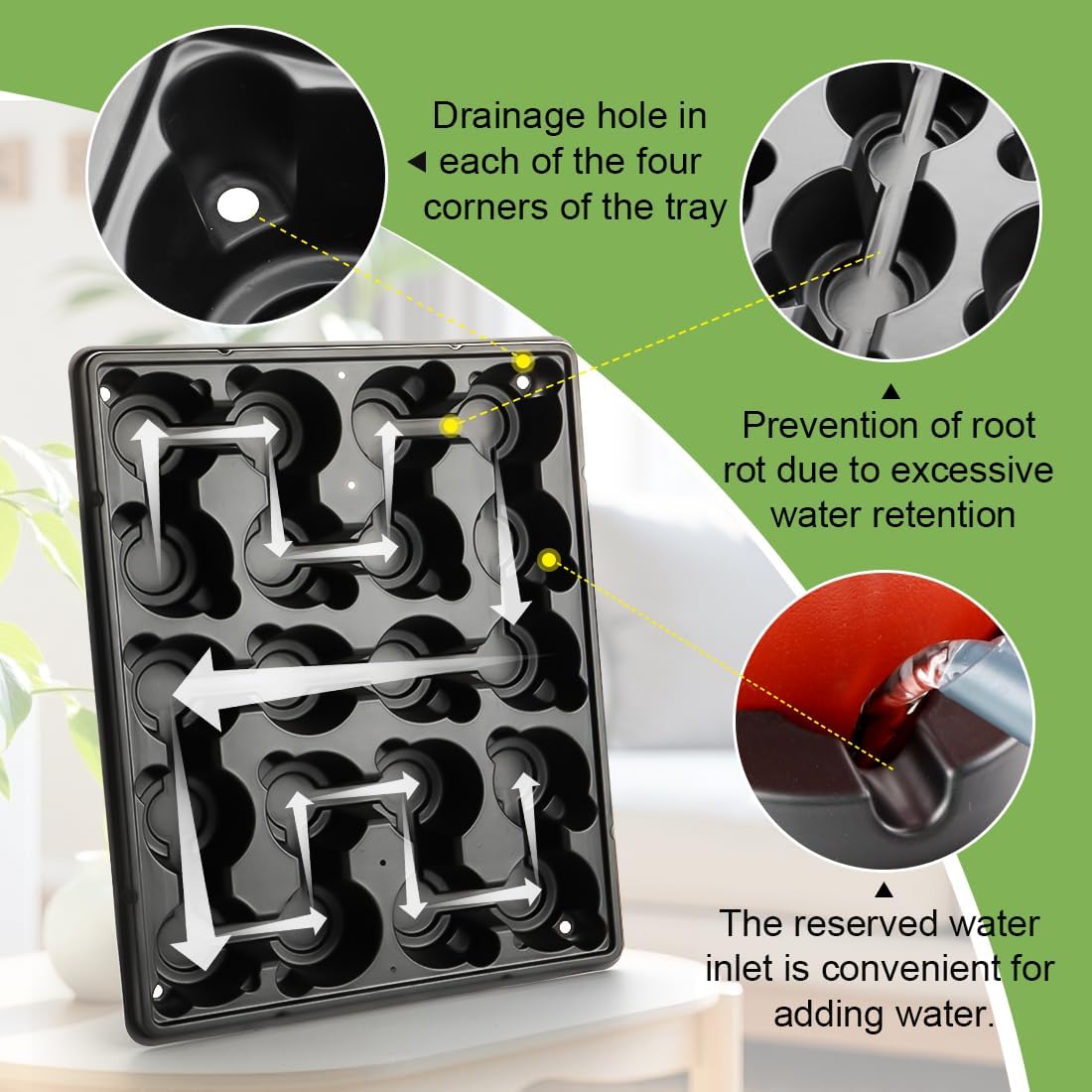 3.15 Inch Peat Pots 100 Pcs with 20 Cell Seedling Trays 5 Pcs, Biodegradable Seed Starter Pots with Drainage, Reusable Nursery Tray for Seed Starting Indoor Gardening Propagation Kit 5 Sets