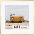 16x16 Metal Picture Frame with 12x12 Mat, Brushed Aluminum Finish, Tempered Glass Front, and Attached Hanging Hardware - Versatile Wall Display Frames for Vertical or Horizontal Orientation(Gold, Pack