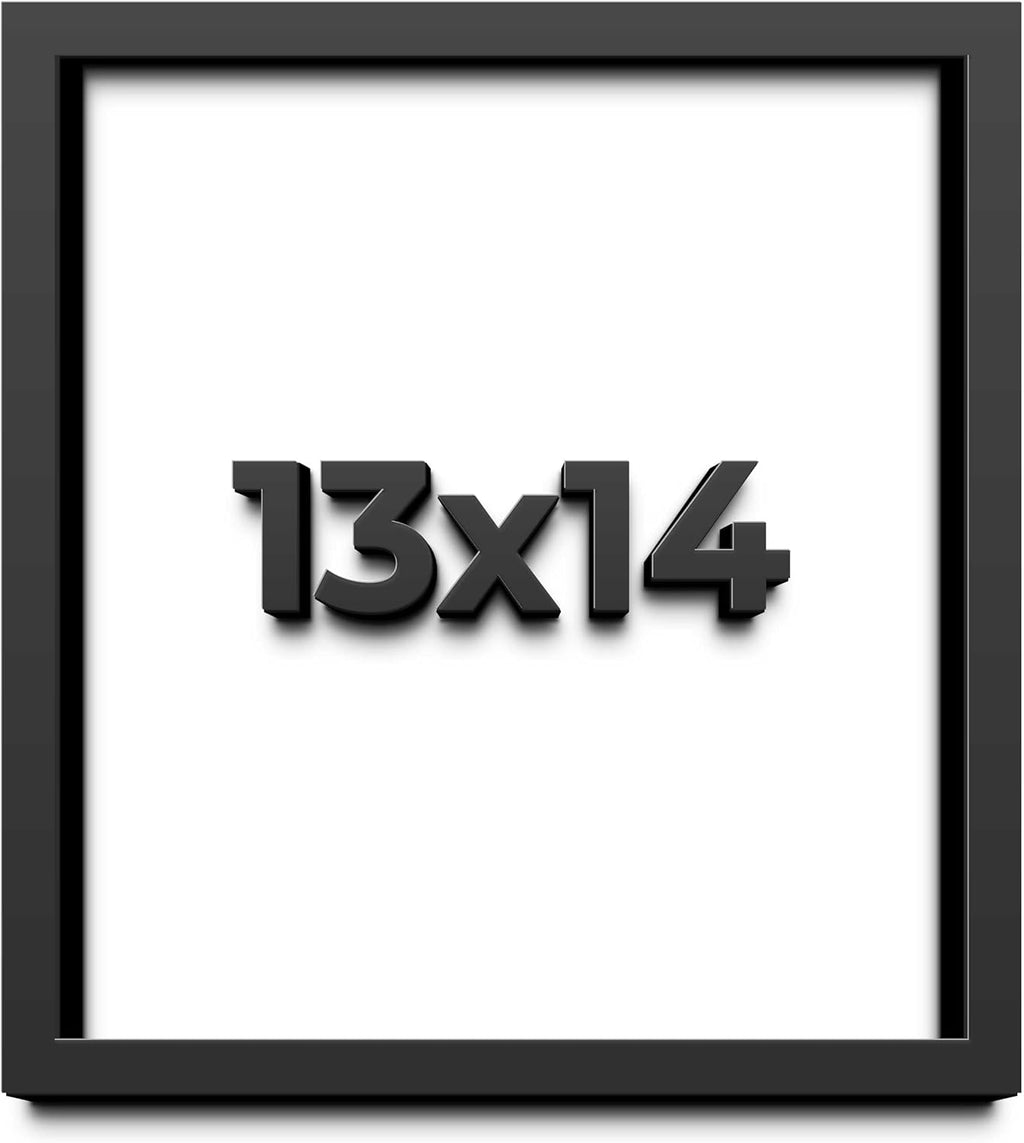 13x14 Shadow Box Frame Black | 1 Inch Deep Solid Wood Shadowbox Display Frame | UV Resistant Acrylic Plexiglass, Acid Free Backing, and Hanging Hardware | Dugan Picture Frame Style
