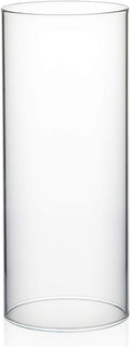 WGVI Hurricane Candle Holder Sleeve, Wide 4", Height 10", Clear Glass Cylinder Candleholder, Chimney Tube, Open Ended Candle Shade, 1 Piece