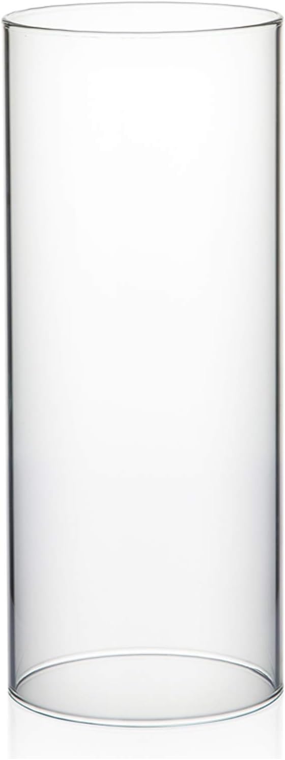 WGVI Hurricane Candle Holder Sleeve, Wide 4", Height 10", Clear Glass Cylinder Candleholder, Chimney Tube, Open Ended Candle Shade, 1 Piece