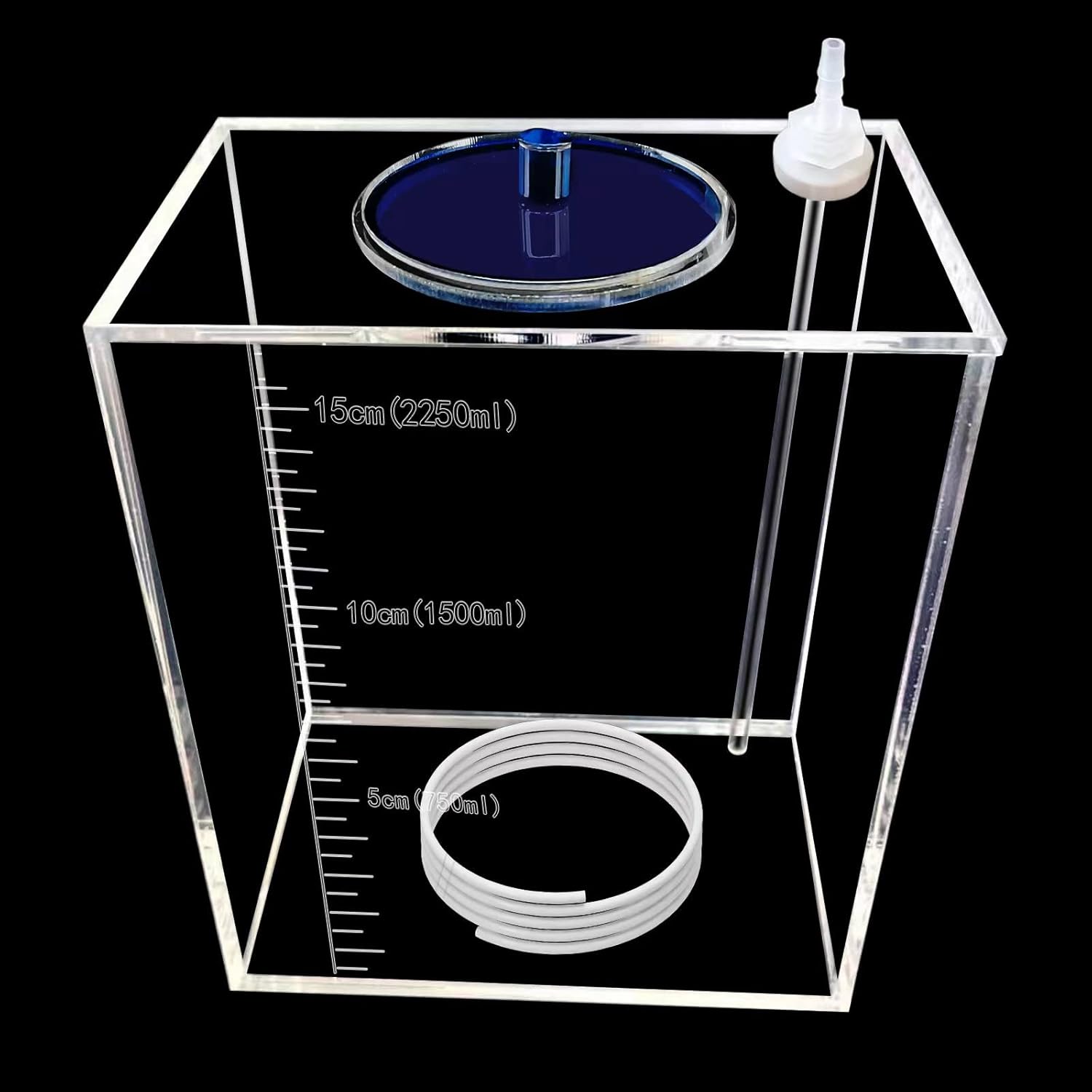 Acryli Made dosing Container, Liquid srorage Bucket, Aquarium Air Pump Accessories，dosing Pump Liquid containers,Reservoir (2.5L/0.66gal Blue lid)