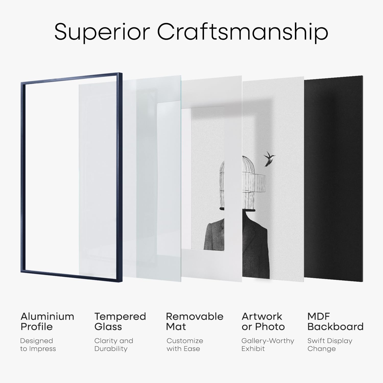 Homeforia 27x40 Poster Frame Navy Blue, High End Metal 27x40 Large Picture Frames with Mat 24x36 inch Photo, 27 x 40 Thin Frame Matted to 24 x 36 Print, 40x27 Frame, Tempered Glass, Wall Kit, Set of 1