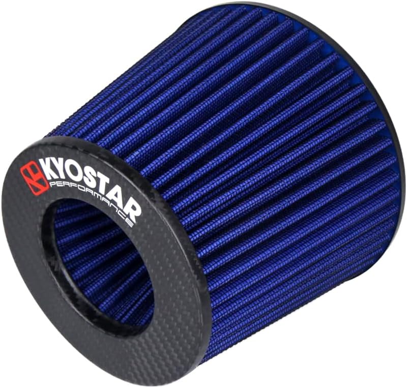 Kyostar Universal Carbon Fiber 3 Inch 76mm Air Intake Cone Filter Replacement Quality Dry Air Filter, Blue