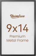 Heimlove 9x14 Metal Picture Frame,Black Aluminum Photo Frames-Real Tempered Glass,Mounting Horizontally or Vertically Decor for Wall-1Pack