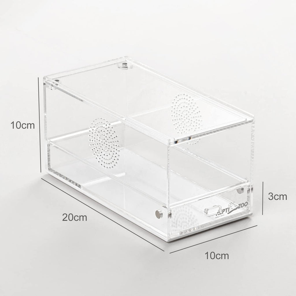 REPTI ZOO Magnetic Acrylic Reptile Terrarium 8" x 4" x 4", Transparent Tarantula Spider Enclosure Micro Breeding Box for Hermit Crab Snail Mantis Frog Insects