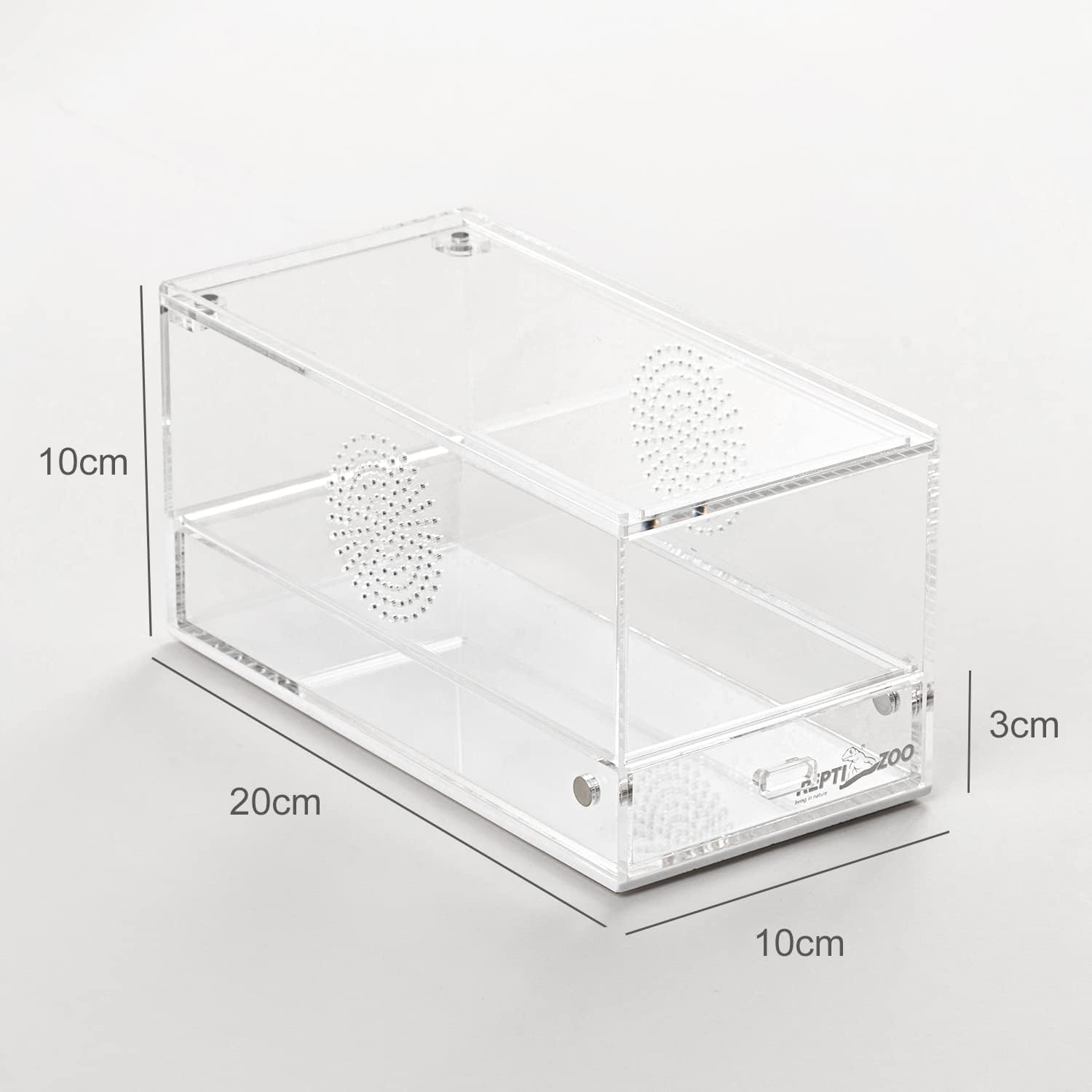 REPTI ZOO Magnetic Acrylic Reptile Terrarium 8" x 4" x 4", Transparent Tarantula Spider Enclosure Micro Breeding Box for Hermit Crab Snail Mantis Frog Insects