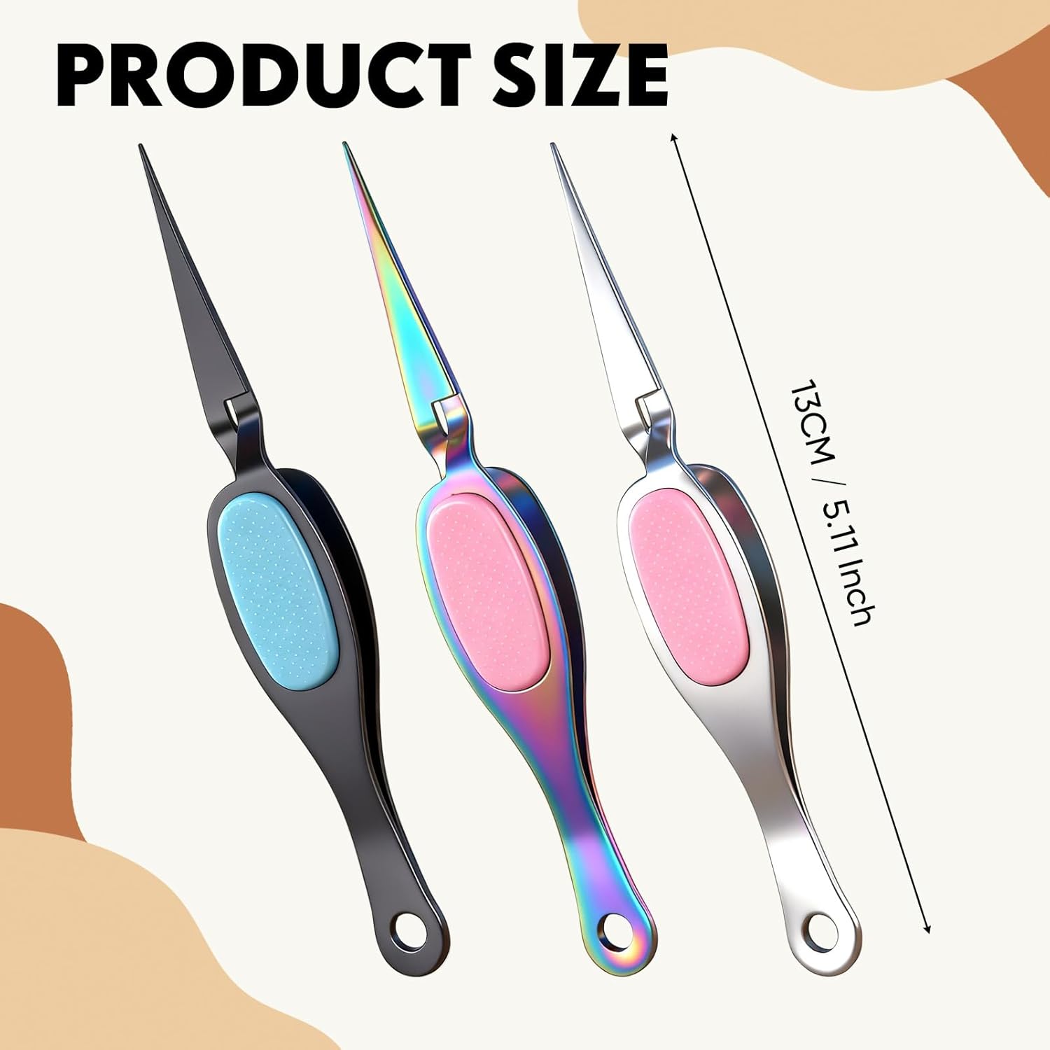 Mudder 3 Pcs Reverse Tweezers Craft Crossing Lock Tweezers Reverse Grip Precision Curved Bent Straight Fine Tip for Craft Jewelry Beading Electronic Laboratory Work (Straight Tip)
