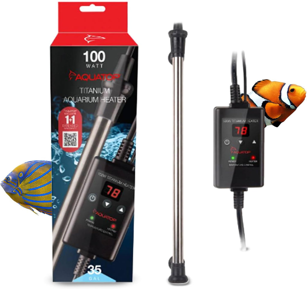 Aquatop Titanium Heater with Controller - Fully Submersible - Adjustable Temperature - for Turtles & Large Fish for Turtles & Large Fish - TH-C100