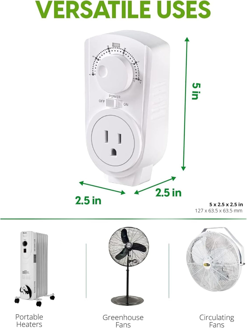 EconoHome Adjustable Thermostat - Universal Plugin Heating & Cooling Thermostat - Compatible with Most EconoHome Wall Mount Space Heaters