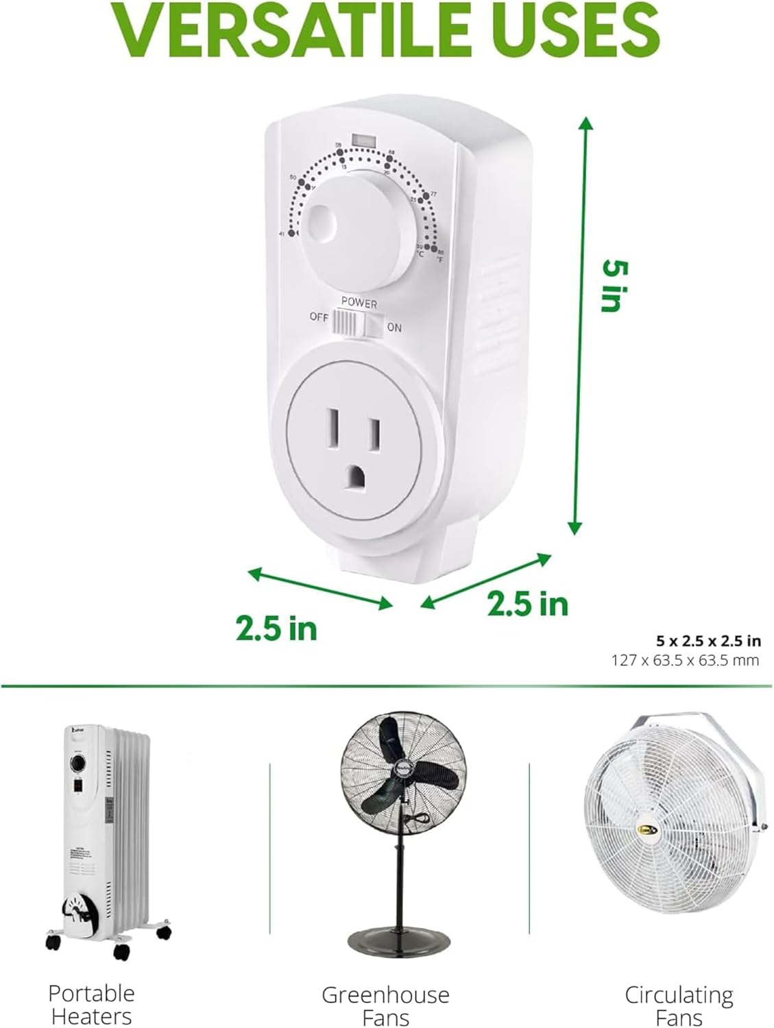 EconoHome Adjustable Thermostat - Universal Plugin Heating & Cooling Thermostat - Compatible with Most EconoHome Wall Mount Space Heaters