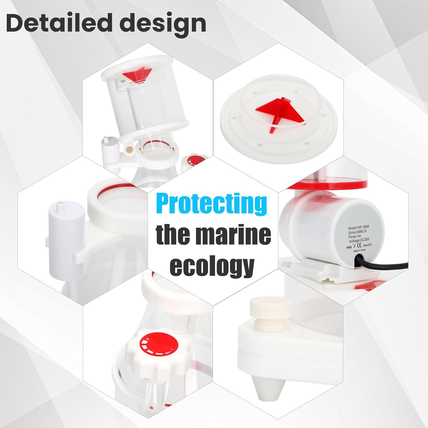 Protein Skimmer for 50-100 Gallon Saltwater Aquariums,Energy Efficient DC Windmill Pump,Adjustable Flow Control & Silent Operation (<35dB),Nano-Scale Protein Skimmer