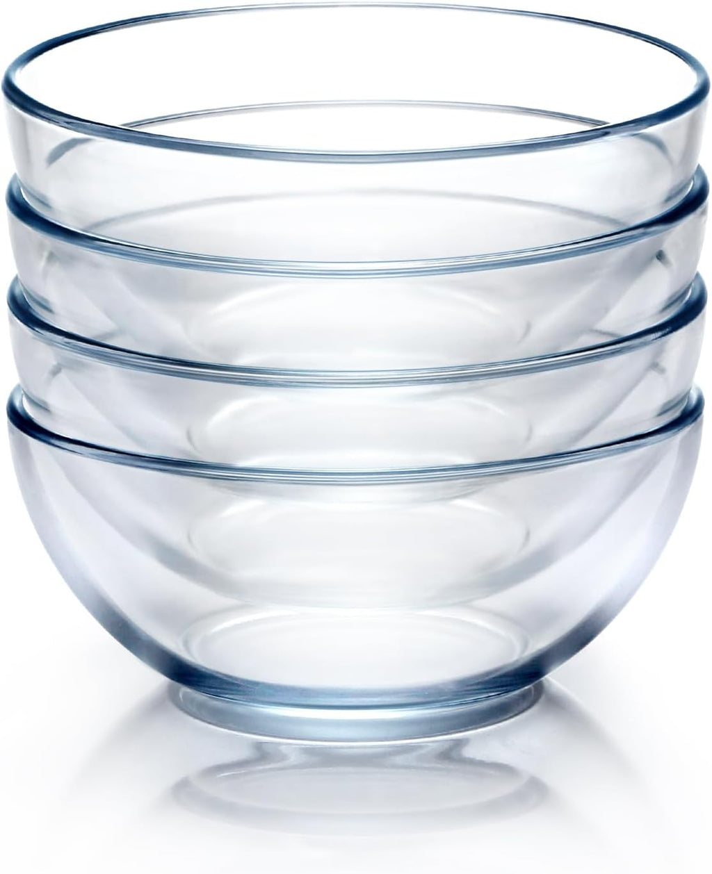 NUTRIUPS 7 Inch Medium Glass Prep Bowls, Tempered Glass Bowl Set of 4 Microwave and Oven Safe (7 inch, Set of 4)