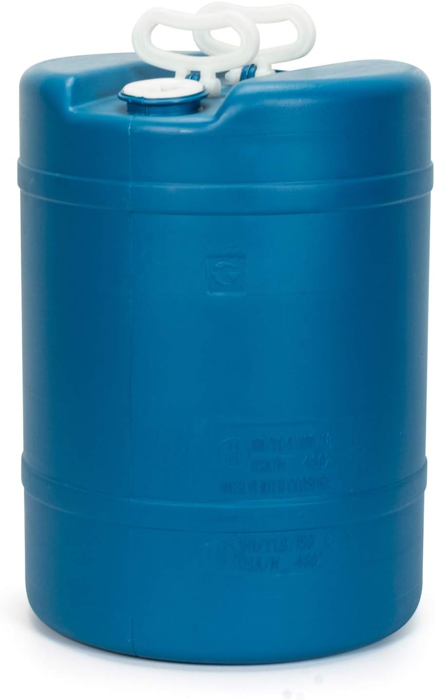 Legacy Food Storage Emergency Water Storage Container, Long Term 15 Gallon Water Tank, for Camping, Prepping, Survival, 15.7" D, 21.5" H, with 2 Heavy Duty Carry Handles