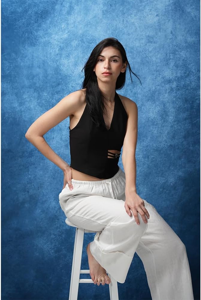 UrcTepics 6×8 ft Blue Fabric Photo Backdrops, Abstract Texture Backdrop for Headshots and Portraits, Photography Background for Studio and Vedio.