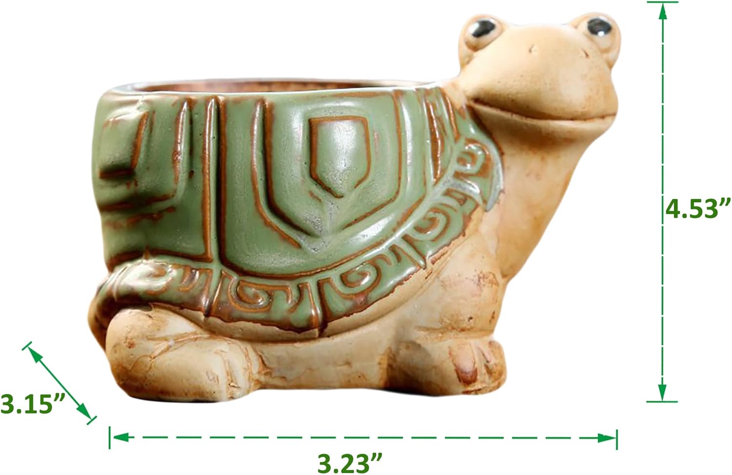 DIYOMR Small Ceramic Planter Pot, 4.3" Vintage Bronze Animal Planters Ceramic Flowerpot Succulent Pots Cactus Pot for Office Home Desktop Decor - Plants Not Included (Turtle Pot)