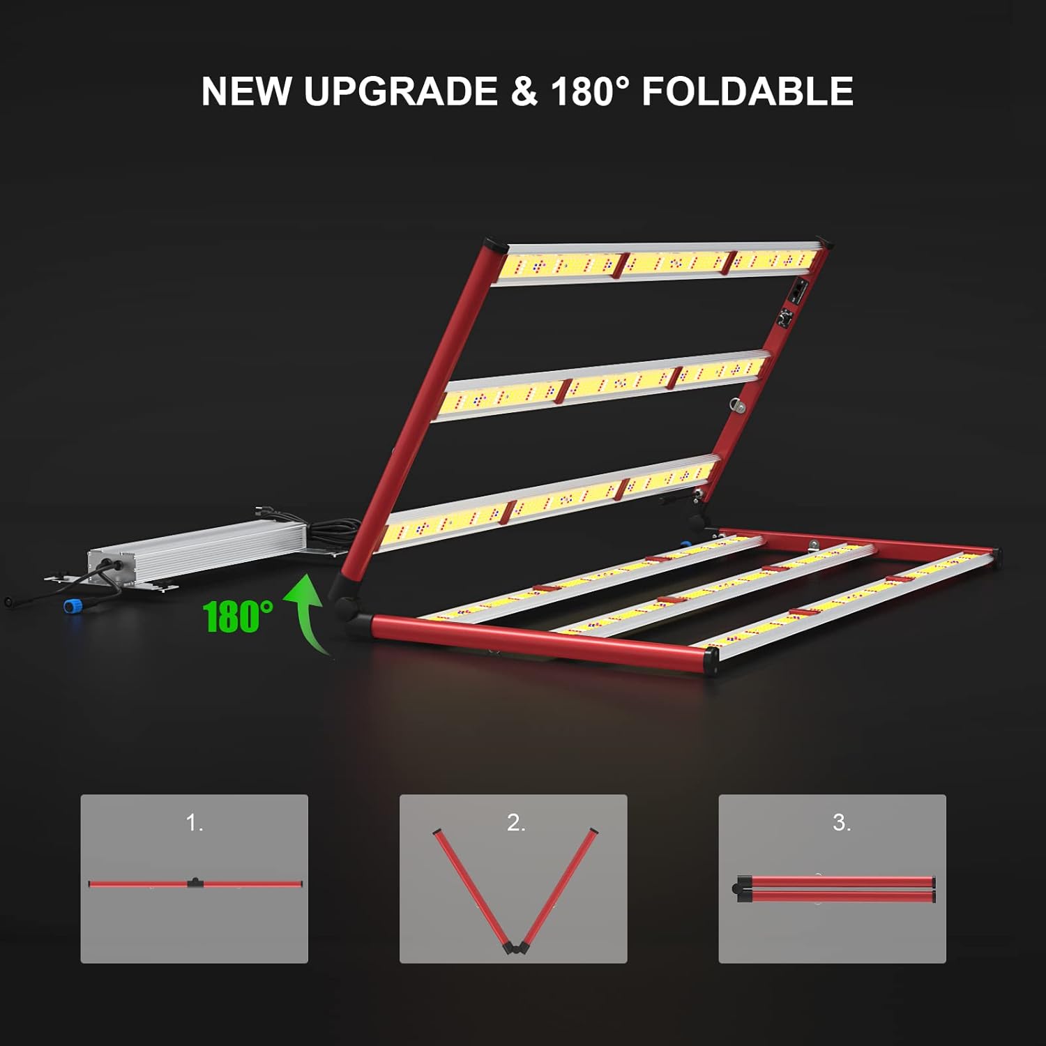 AGLEX 600W LED Grow Lights, Full Spectrum Grow Light with UV IR, Daisy Chain Plant Bar Style Grow Light Foldable & Dimmable for Indoor Growing Commercial Hydroponic Growing Lamp 5x5ft Core Coverage