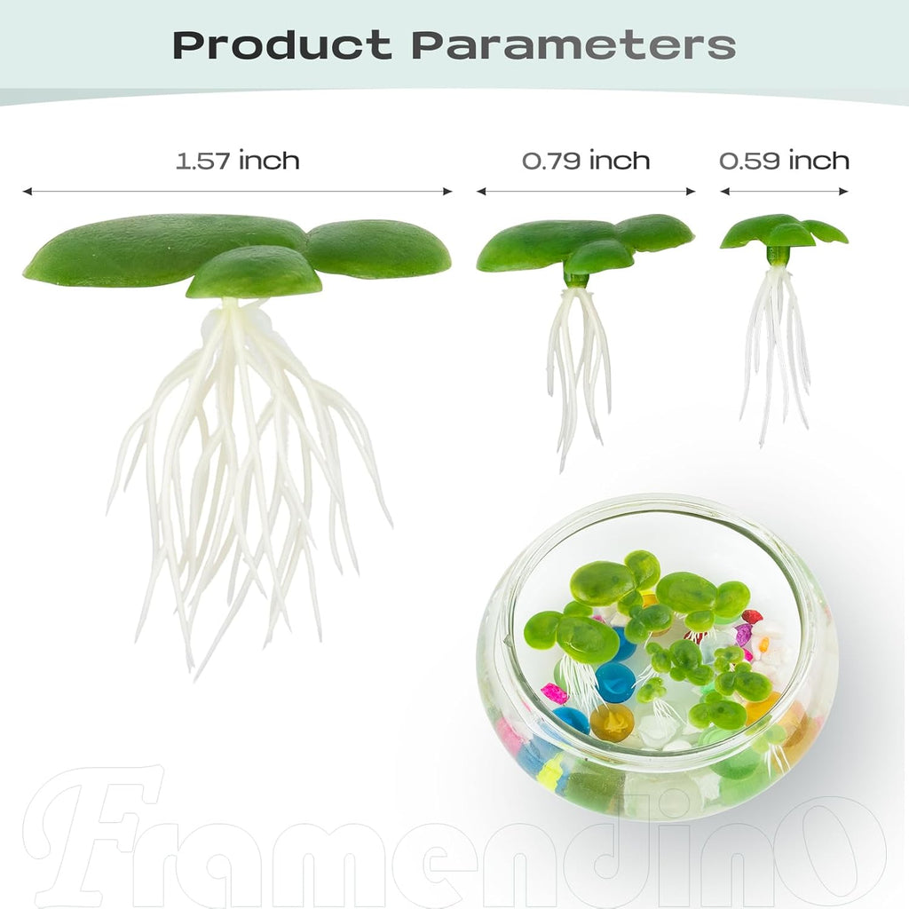 Framendino, 36 Pack Artificial Mini Duckweed with Root Plastic Floating Fish Plants for Aquarium Tank Decor