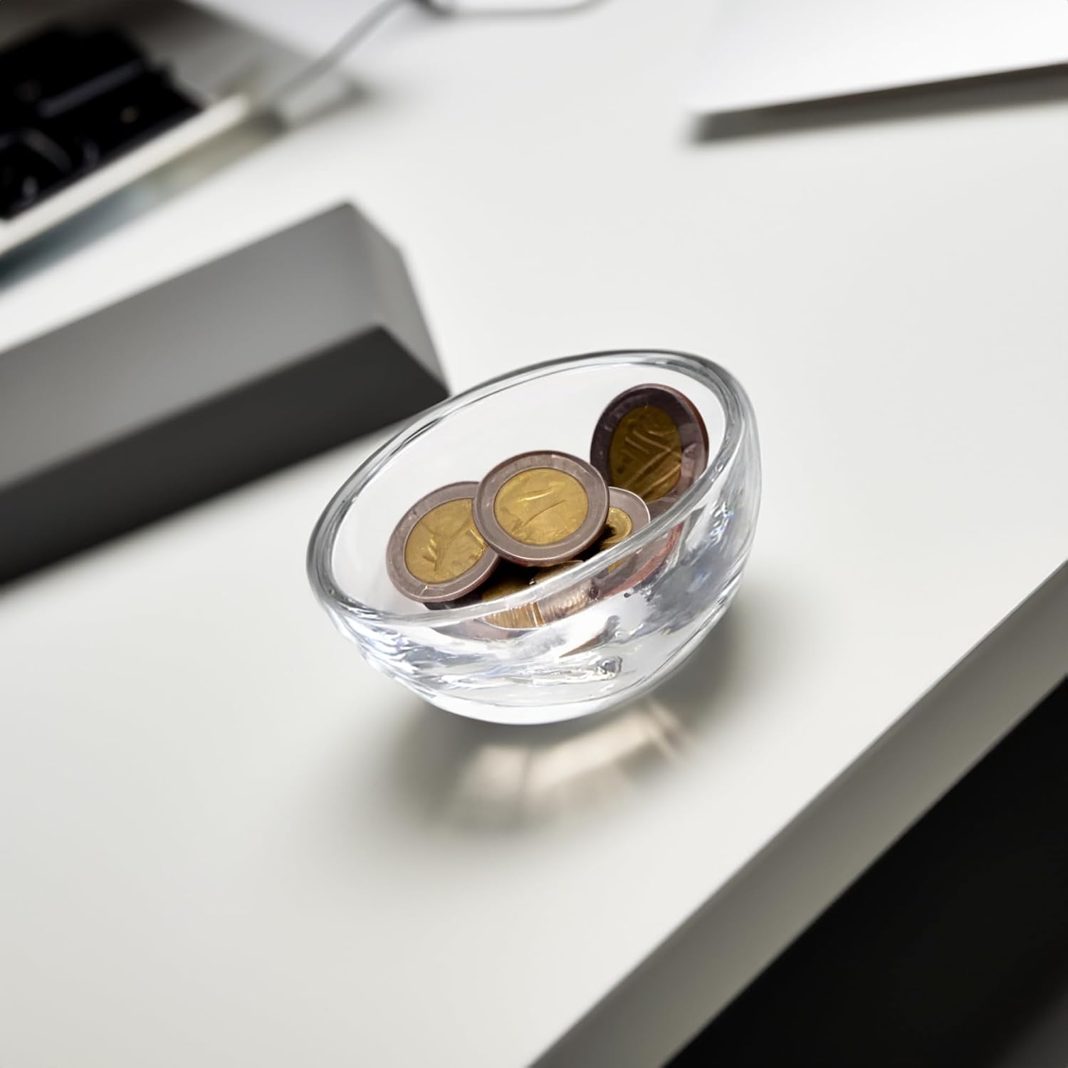 WGVI 6 Pieces Clear Glass Tea Light Votive Candle Holders, Width 3.25", Height 2.5", Small Slant Cut Dish Bowl Design, Container, Tiny Planter Terrarium, Tabletop Décor