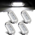 Partsam 4pcs 3" LED Oblong Stainless Courtesy Light Submersible Yacht Marine Boat Deck Lights, Walkways Step storage Led Interior Exterior courtesy Lights lighting, Suface Mount, 12V