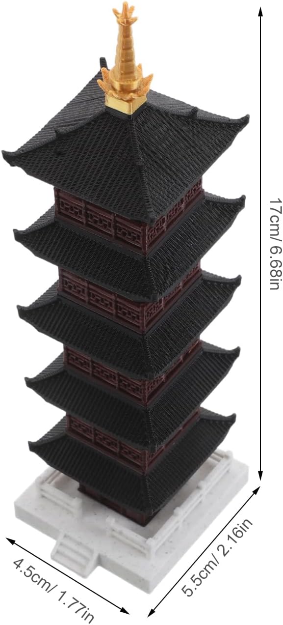 LUOZZY Miniature Chinese Pagoda Tower 5-Tier Sculpture for Aquarium Bonsai Terrarium Landscaping Asian Home Garden Ornament 5.5x4.5x11.5CM