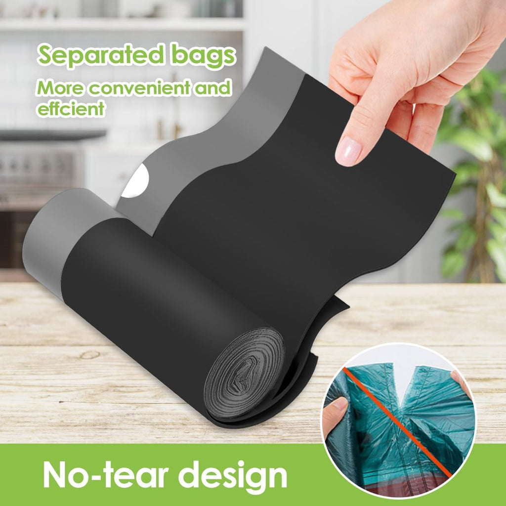 6 Gallon 120pcs Strong Drawstring Trash Bags Garbage Bags by Teivio, Bathroom Trash Can Bin Liners, Plastic Bags for home office kitchen, Black