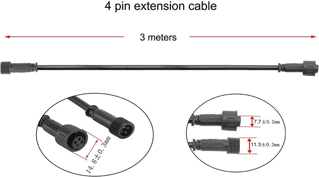 Sumaote 9.84ft 3m 4Pin Extension Cable Wire 22 AWG IP67 Extension Cord with Male and Female Connectors at Both Ends for RGB LED Deck Light, Pack of 5