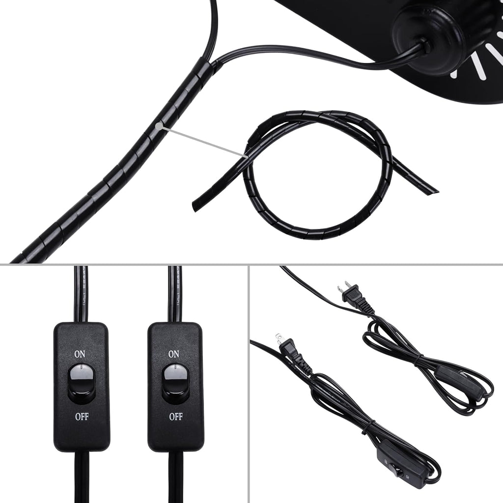 Aiicioo Dual Reptile Light Fixture 150W Double Dome UVB lamp Fixture Reptile Combo Deep Dome Lamp Fixture with Independent Switches for Reptile Terrarium and Tortoise Habitat