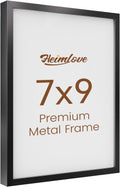 Heimlove 7x9 Metal Picture Frame,Black Aluminum Photo Frames-Real Tempered Glass,Tabletop Display,Mounting Horizontally or Vertically Decor for Wall-1Pack