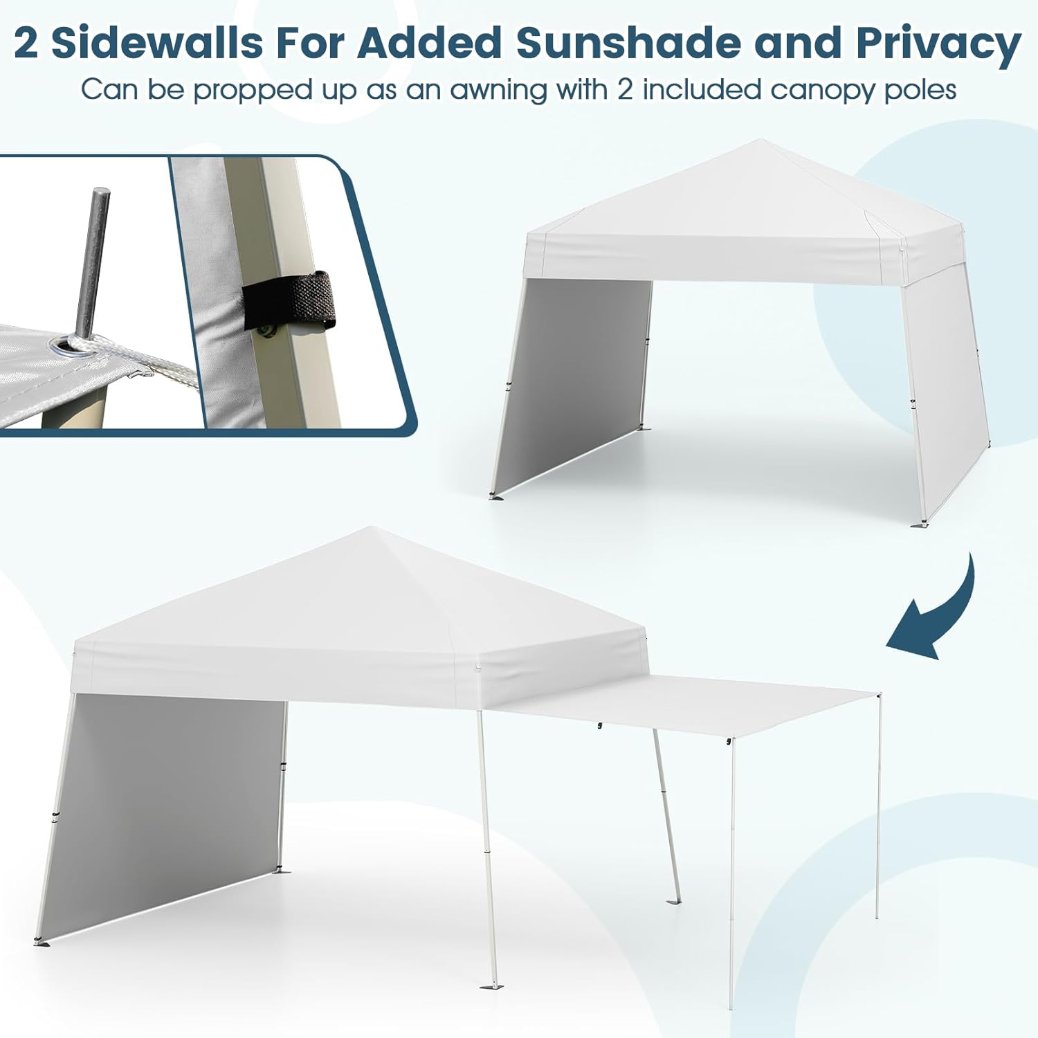 Tangkula 10x9.2 Ft Pop up Canopy with Sidewalls, UPF50+ Outdoor Tent with 8 Stakes, 4 Wind Ropes, Carry Bag, Portable Canopy Tent with Awnings for Camping, Patio, Market