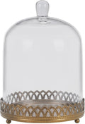 Twakutwku 12" Tall Large Sturdy Handmade Glass Cloche Dome with Metal Base in Gold for Plant, Terrarium, Collectibles, Candle. Cloche Glass Dome, Bell Jar Display Case (Gold, 12")