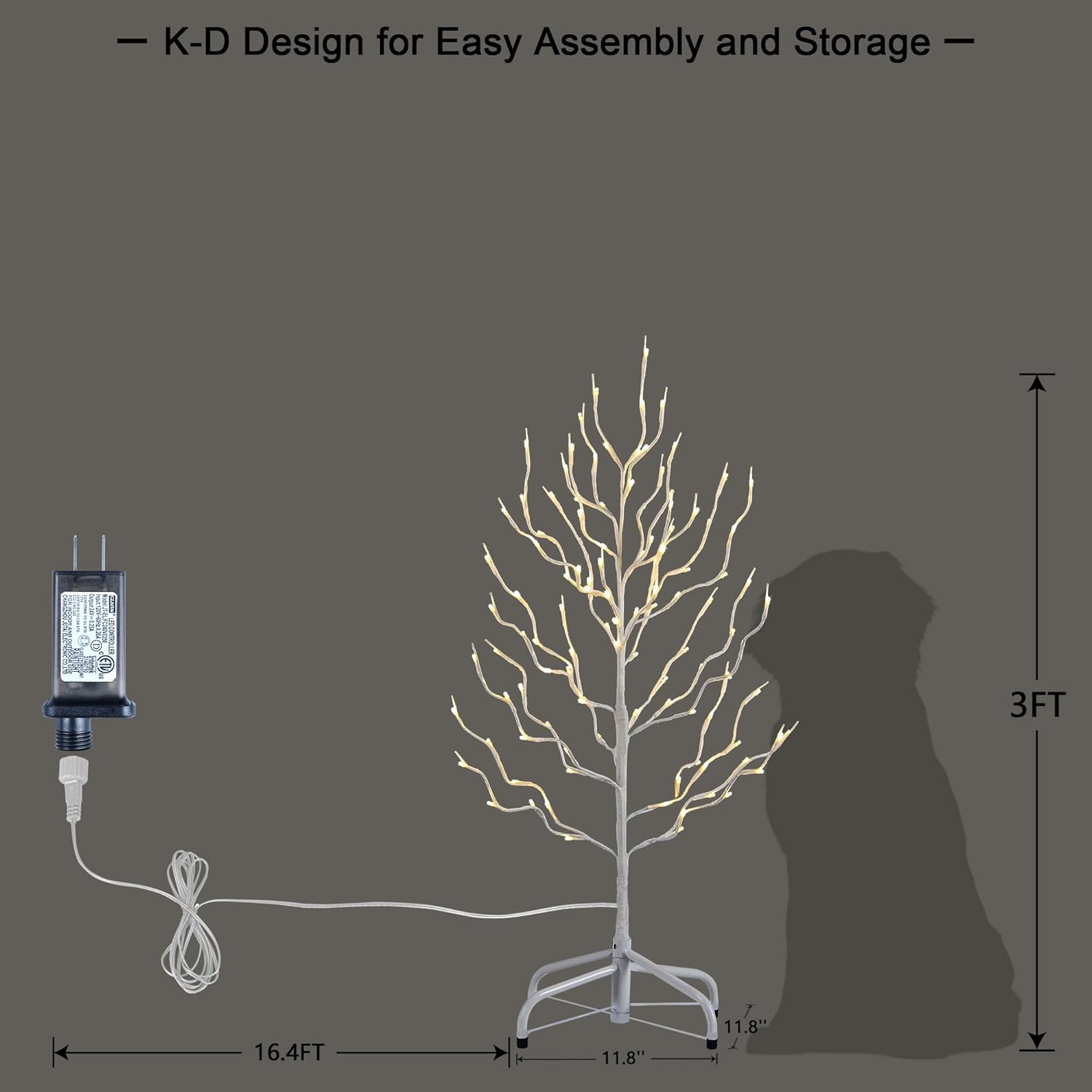 LIGHTSHARE 3FT Star Tree 112 LED Lights Warm White for Home & Christmas Decorations, 3'