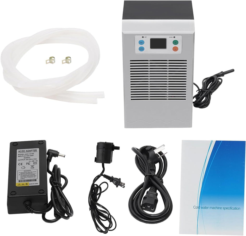 30L/7.93Gal Aquarium Water Chiller, 100W DC 12V Aquarium Chiller, Quiet Design Fish Tank Cooler, 10-40°C Temperature Control, Fish Tank Cooling Heating Machine for Fish Tank Axolotl Coral Reef Tank