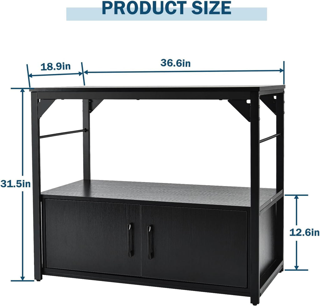 40 Gallon Fish Tank Stand Metal Frame Aquarium Stand with Storage Cabinet, Fish Tank with Stand for Fish Tank Accessories Storage for Fish Lovers, 660LBS Capacity Black 36.6" L*18.9" W Tabletop