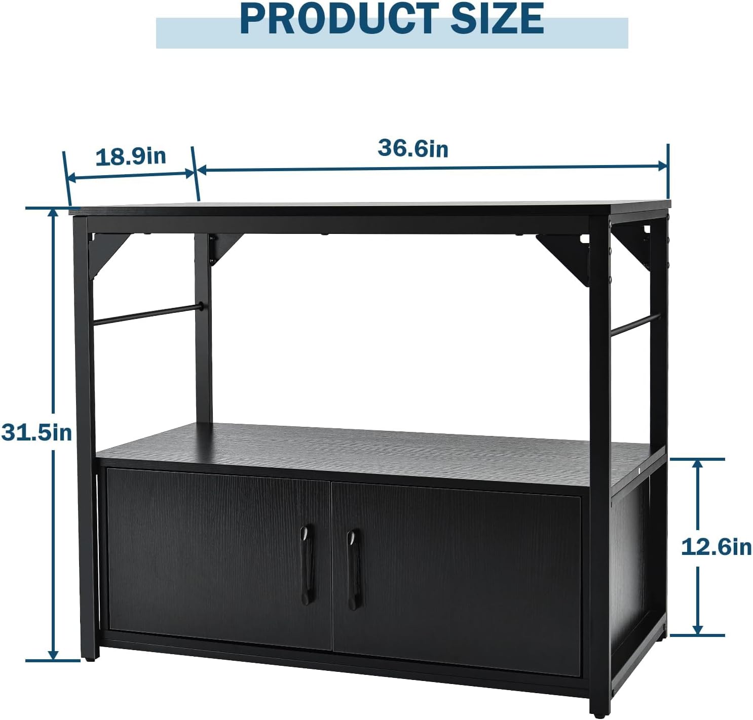 40 Gallon Fish Tank Stand Metal Frame Aquarium Stand with Storage Cabinet, Fish Tank with Stand for Fish Tank Accessories Storage for Fish Lovers, 660LBS Capacity Black 36.6" L*18.9" W Tabletop