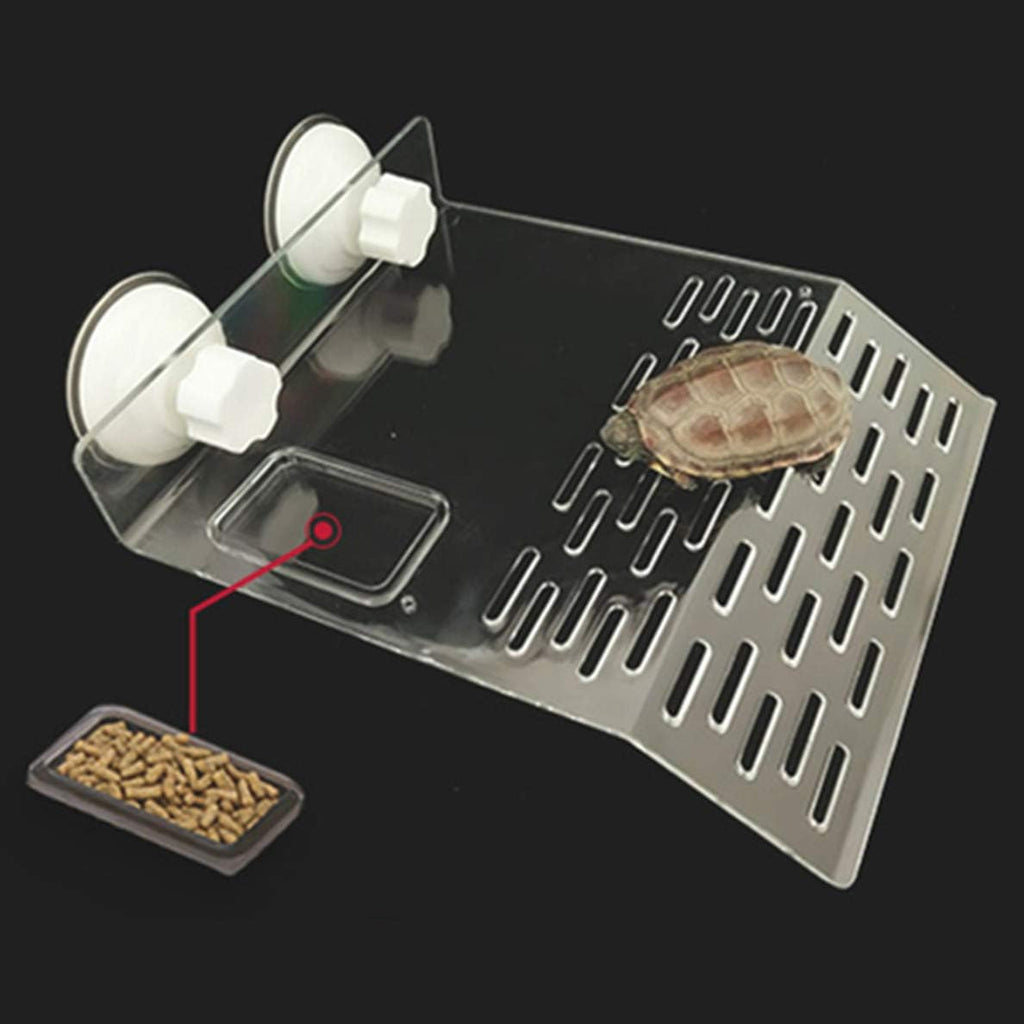 Large Size Acrylic Turtle Basking Platform, Fish Tank Aquarium Platform, Tortoise Resting Terrace with 3PCS Suction Cups