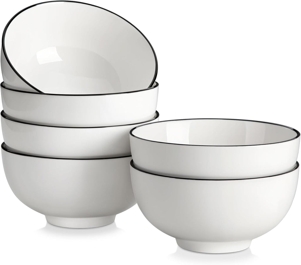 MALACASA Ceramic Soup Bowls, 26Oz Cereal Bowls Set of 6 for Soup, Cereal, Oatmeal, Fruit, Rice - Porcelain Serving Bowl for Kitchen, Dishwasher and Microwave Safe, Series Regular