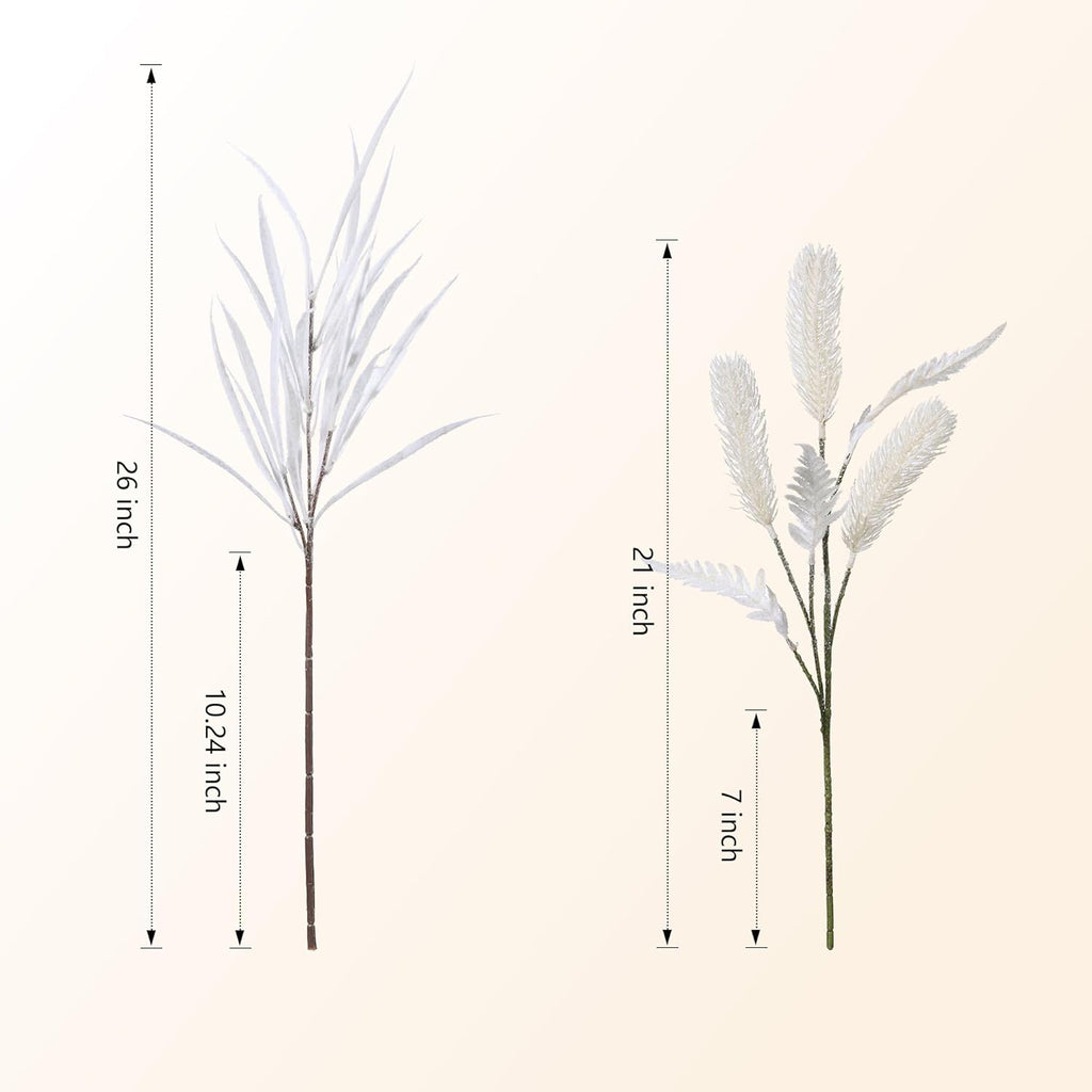 7 PCS Christmas Stems for Vases, 26 in Faux Stems Fake Plants Winter Stem Greenery Branches Fake Leaves Faux Foliage for DIY Craft Garland Home Kitchen Office Indoor Centerpiece Table Decor, White